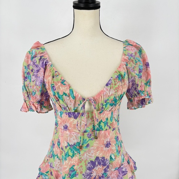Sundae Muse Romper Dress Size 10 Floral Print Puff Sleeve Cottage Core - Picture 5 of 14